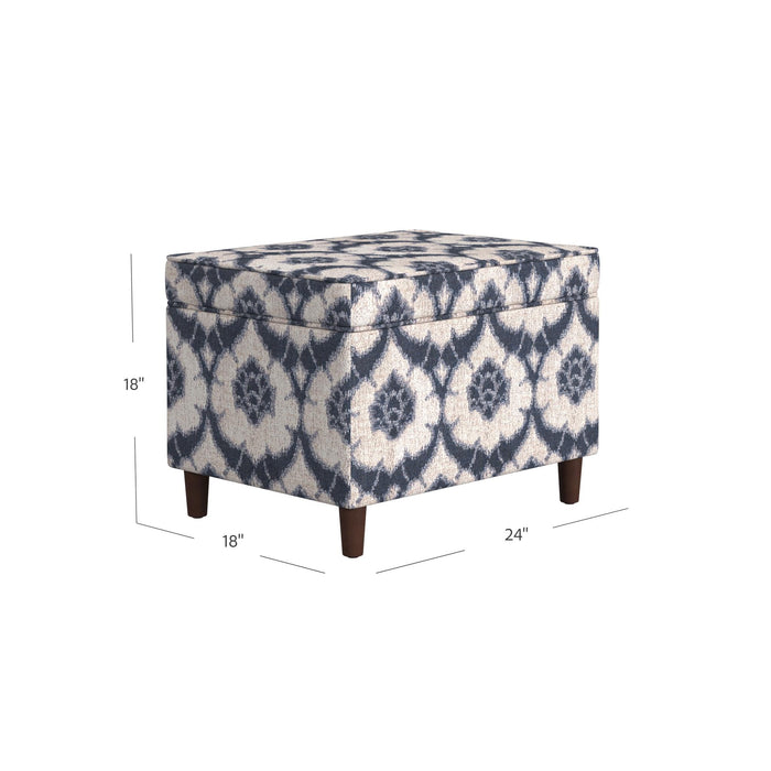 HomePop - Dinah 24" Storage Ottoman - Blue Medallion Print