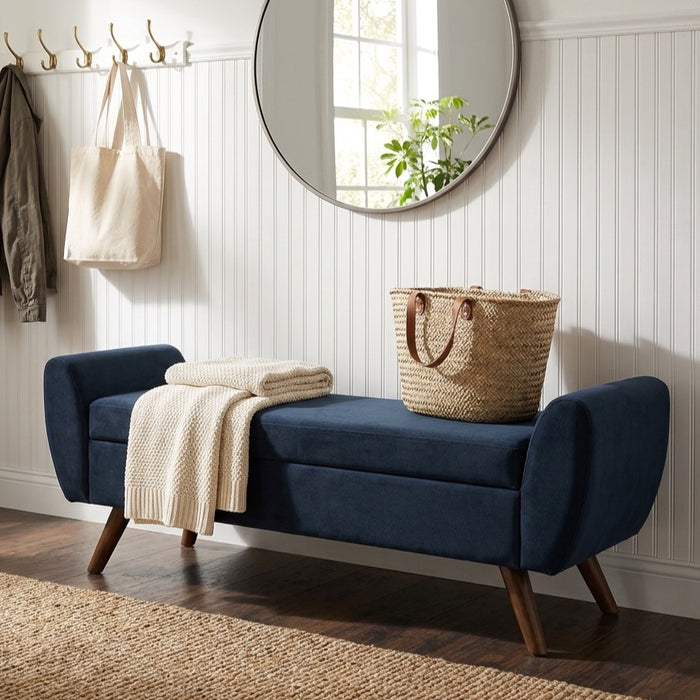 HomePop Modern Storage Bench - Blue Velvet