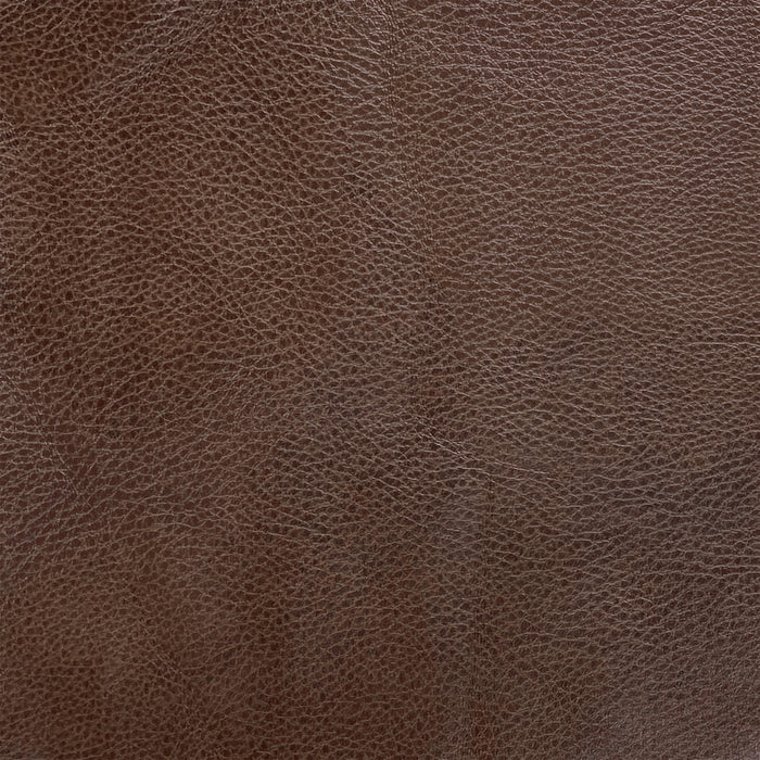 HomePop Upholstered Round Ottoman - Brown Faux Leather