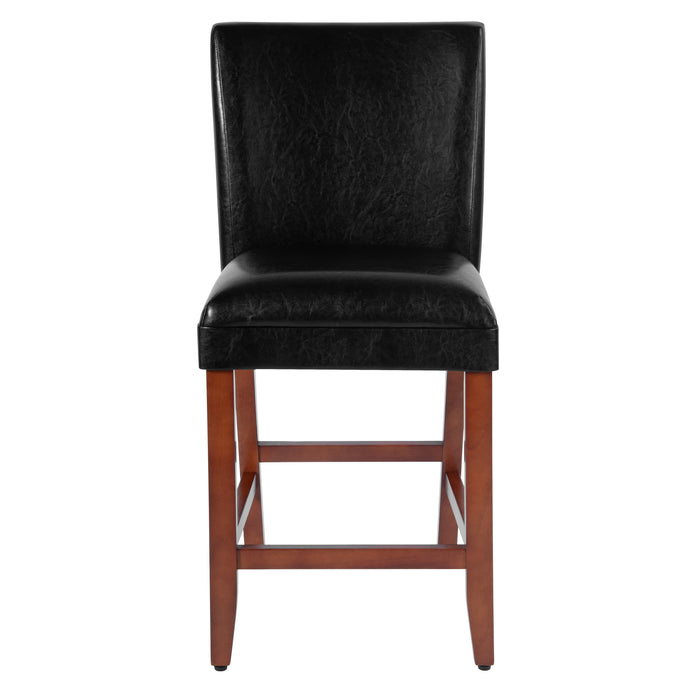 24" Barstool - Luxury Black Faux Leather