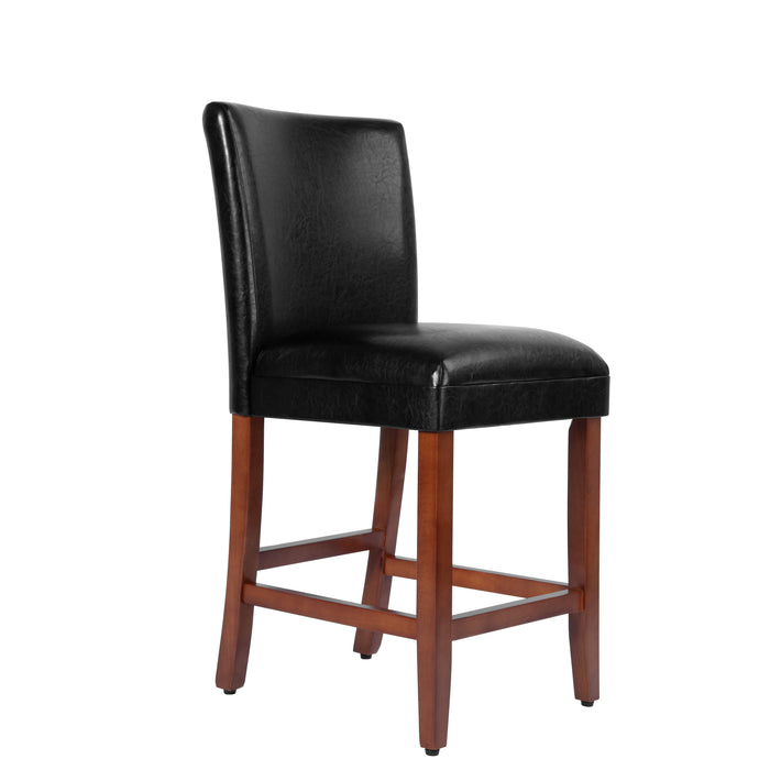 24" Barstool - Luxury Black Faux Leather