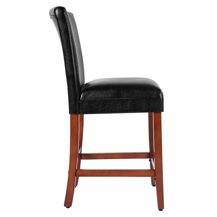 24" Barstool - Luxury Black Faux Leather