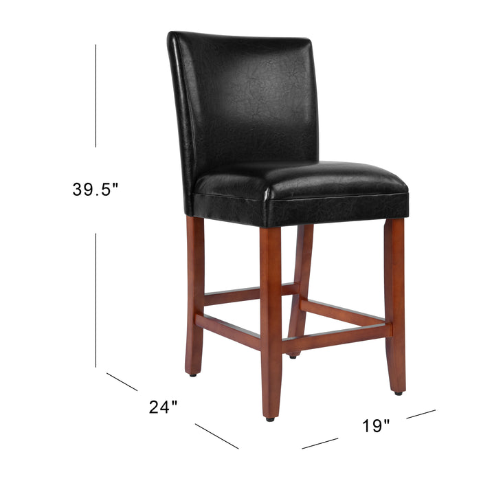 24" Barstool - Luxury Black Faux Leather