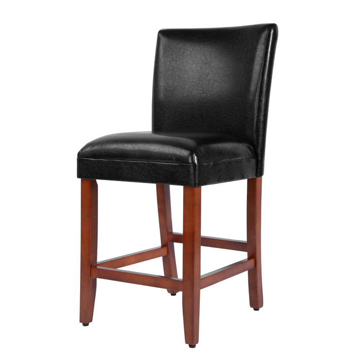 24" Barstool - Luxury Black Faux Leather