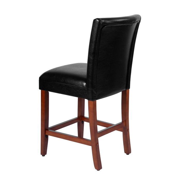 24" Barstool - Luxury Black Faux Leather