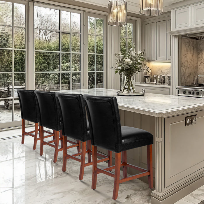 24" Barstool - Luxury Black Faux Leather