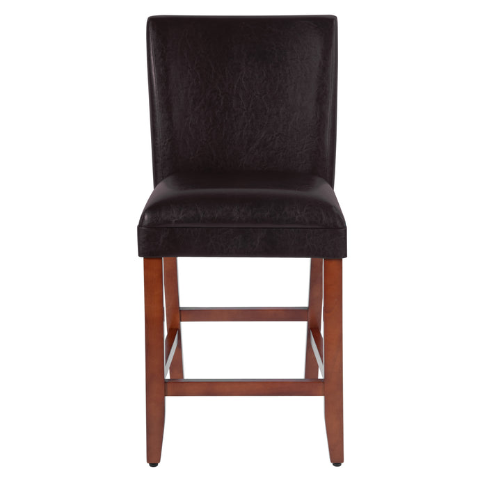 24" Barstool - Luxury Brown Faux Leather