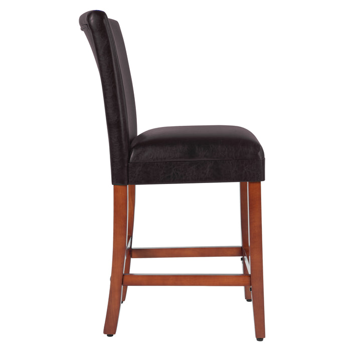 24" Barstool - Luxury Brown Faux Leather