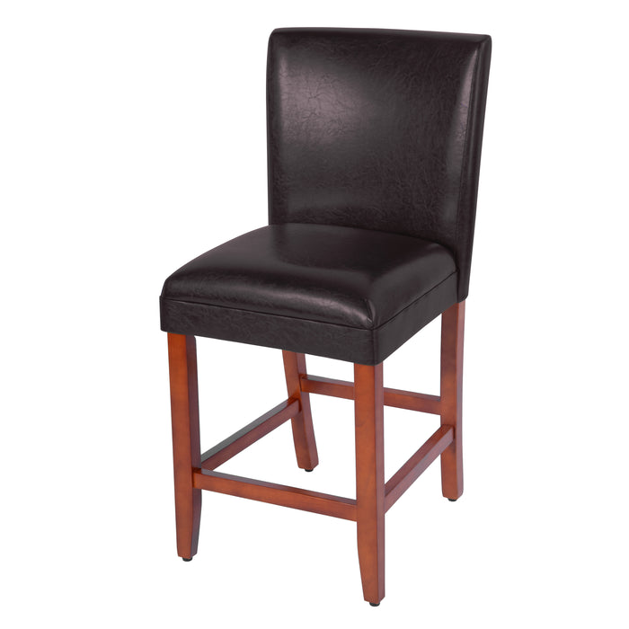 24" Barstool - Luxury Brown Faux Leather