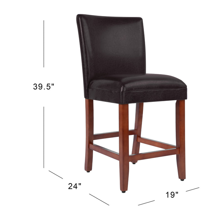 24" Barstool - Luxury Brown Faux Leather