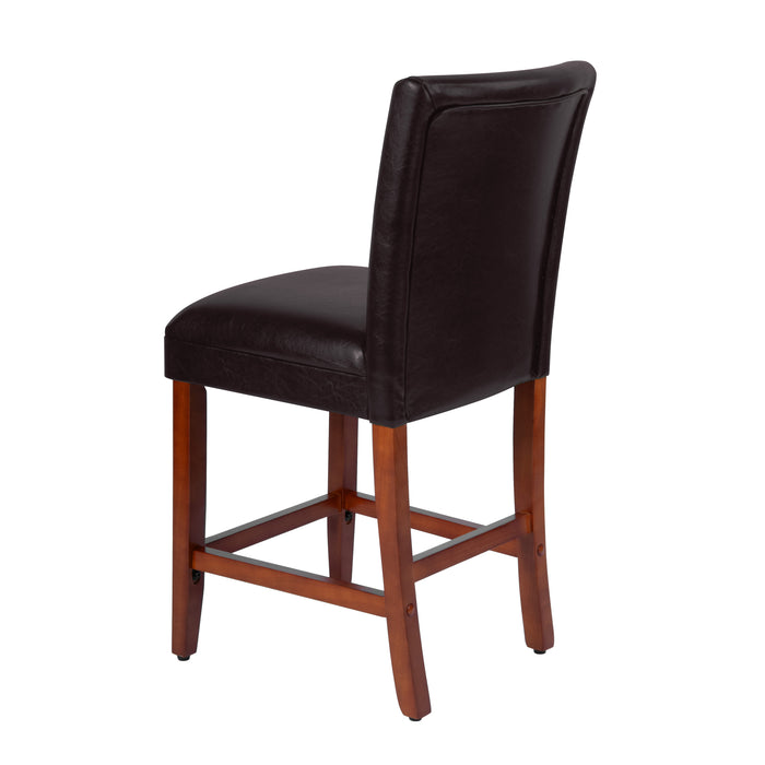 24" Barstool - Luxury Brown Faux Leather