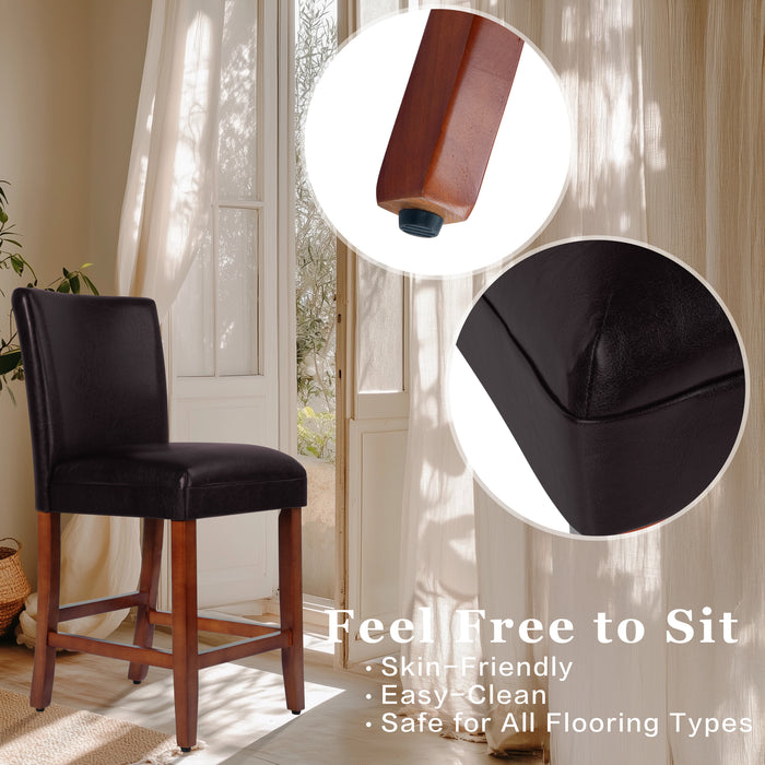 24" Barstool - Luxury Brown Faux Leather