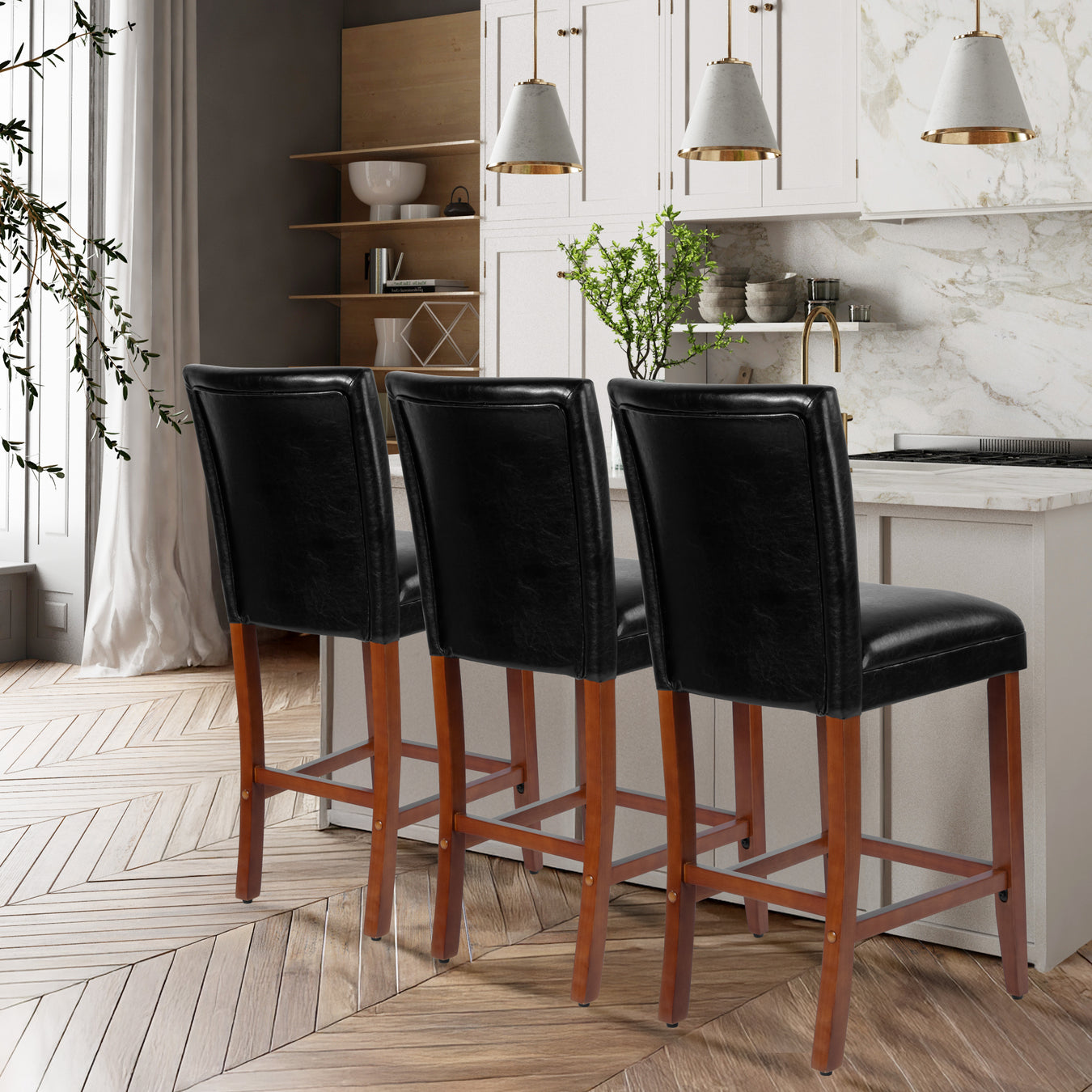 29” barstool
Barstool
Faux leather barstool 
Black barstool 
Bar height