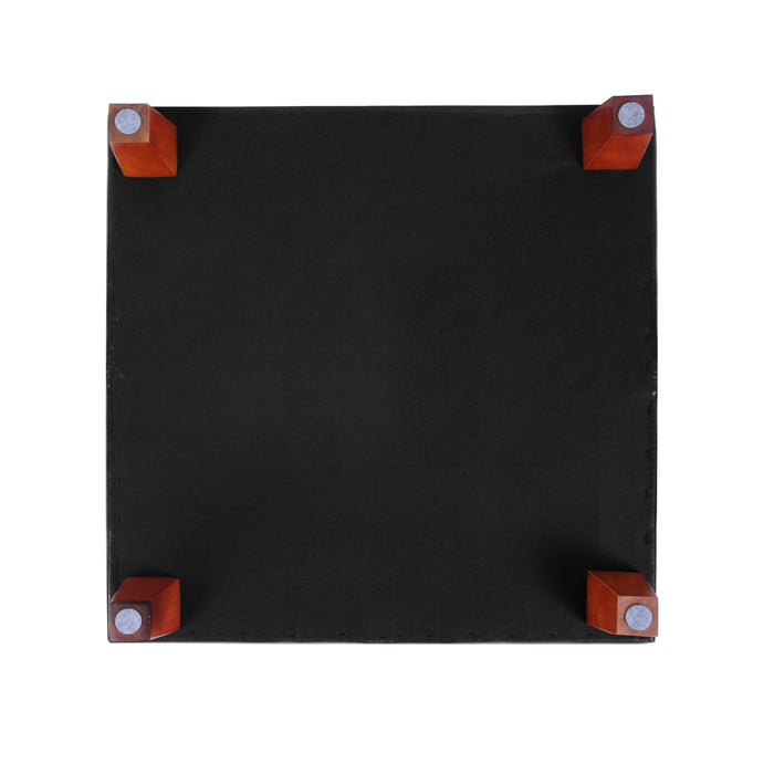 Luxury Large Faux Leather Storage Ottoman - Black