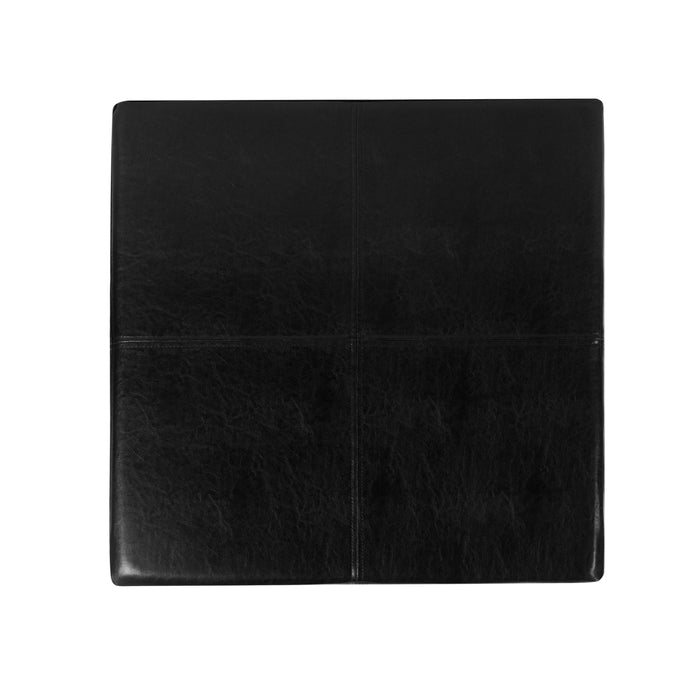 Luxury Large Faux Leather Storage Ottoman - Black