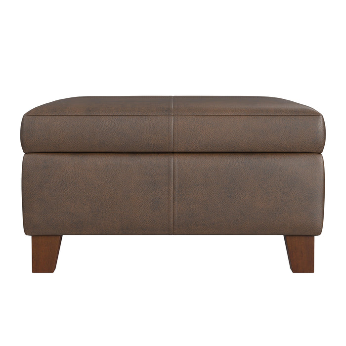 HomePop Luxury Large Faux Leather Storage Ottoman - Brown Faux Leather