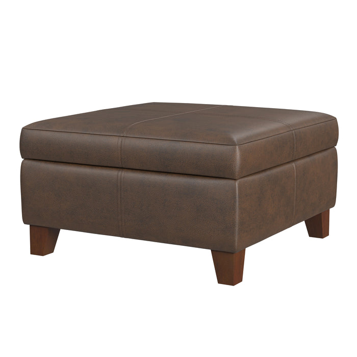 HomePop Luxury Large Faux Leather Storage Ottoman - Brown Faux Leather