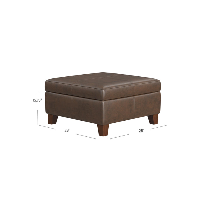 HomePop Luxury Large Faux Leather Storage Ottoman - Brown Faux Leather