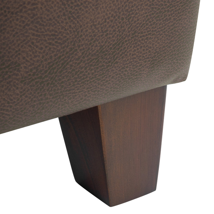HomePop Luxury Large Faux Leather Storage Ottoman - Brown Faux Leather