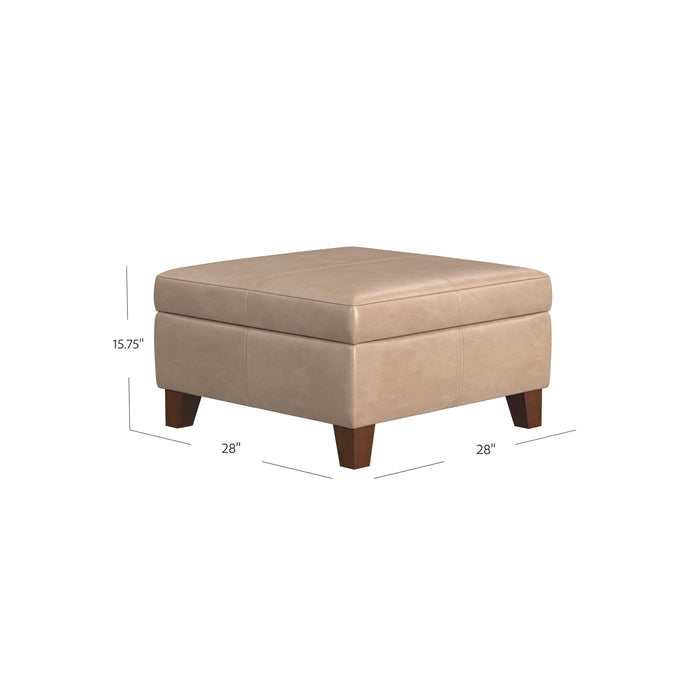 HomePop Luxury Large Faux Leather Storage Ottoman - Sand Faux Leather