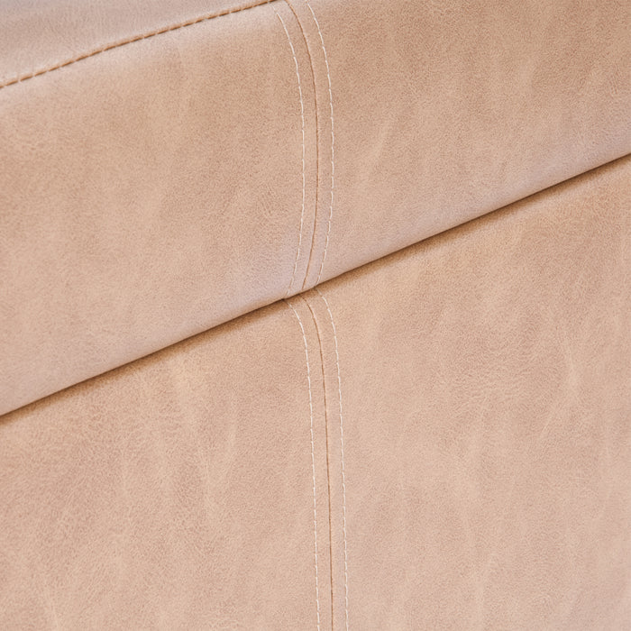 HomePop Luxury Large Faux Leather Storage Ottoman - Sand Faux Leather