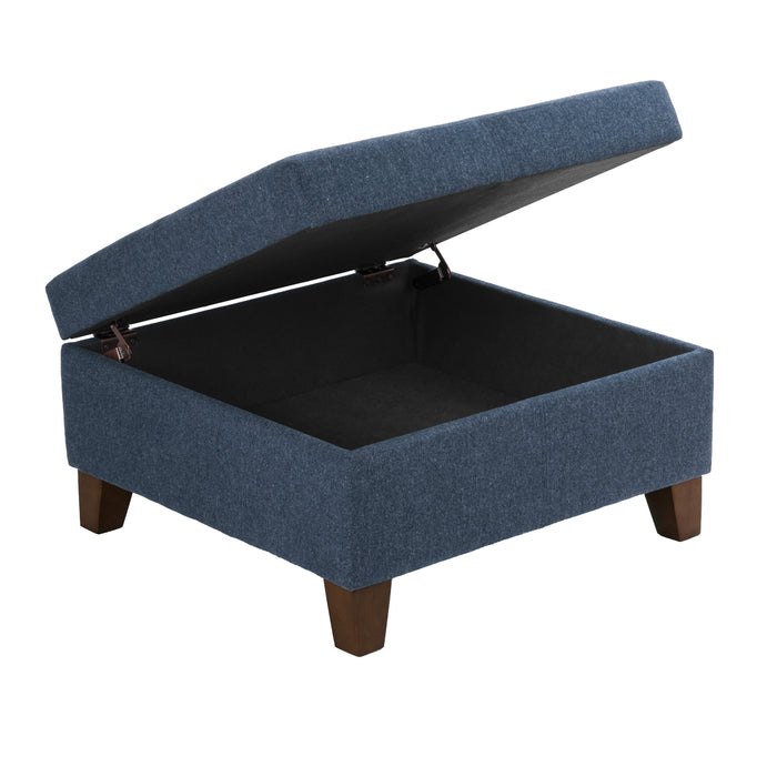 HomePop Luxury Large Storage Ottoman - Blue Woven Fabric