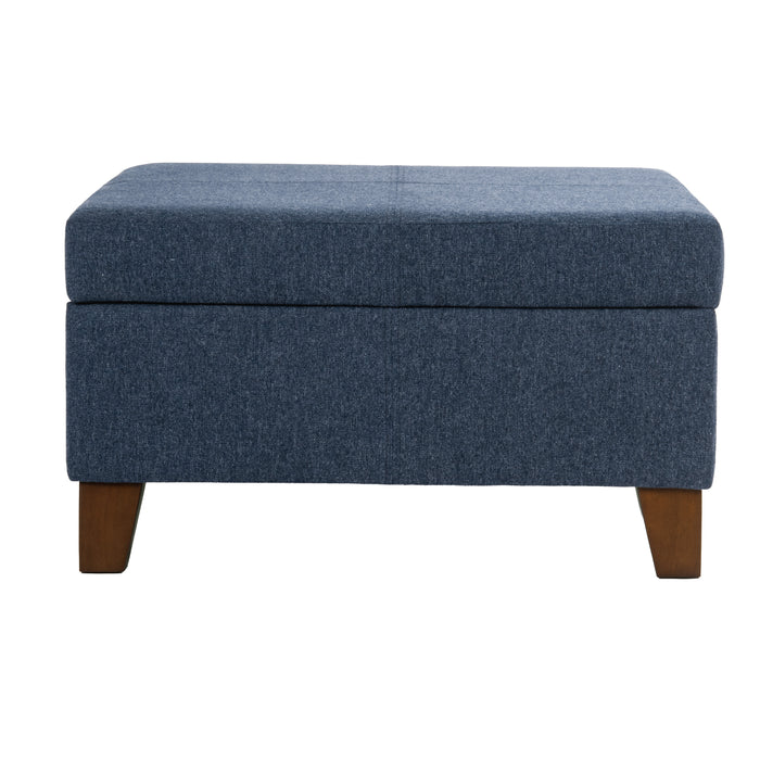 HomePop Luxury Large Storage Ottoman - Blue Woven Fabric