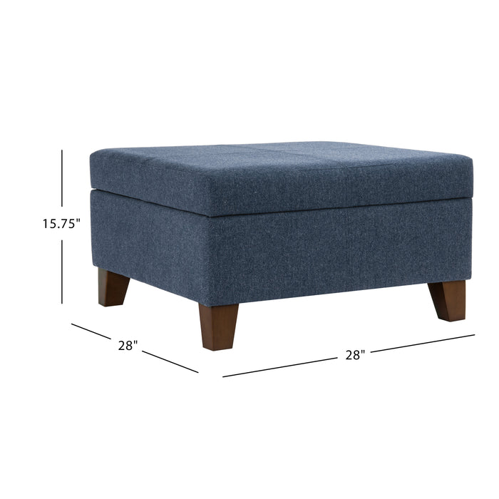 HomePop Luxury Large Storage Ottoman - Blue Woven Fabric