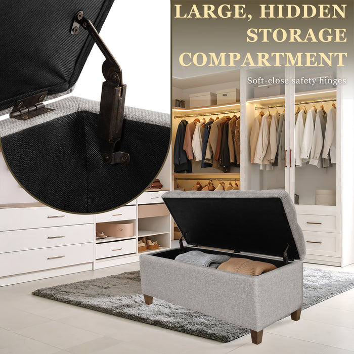 HomePop Tufted Large Storage Bench- Gray Fabric