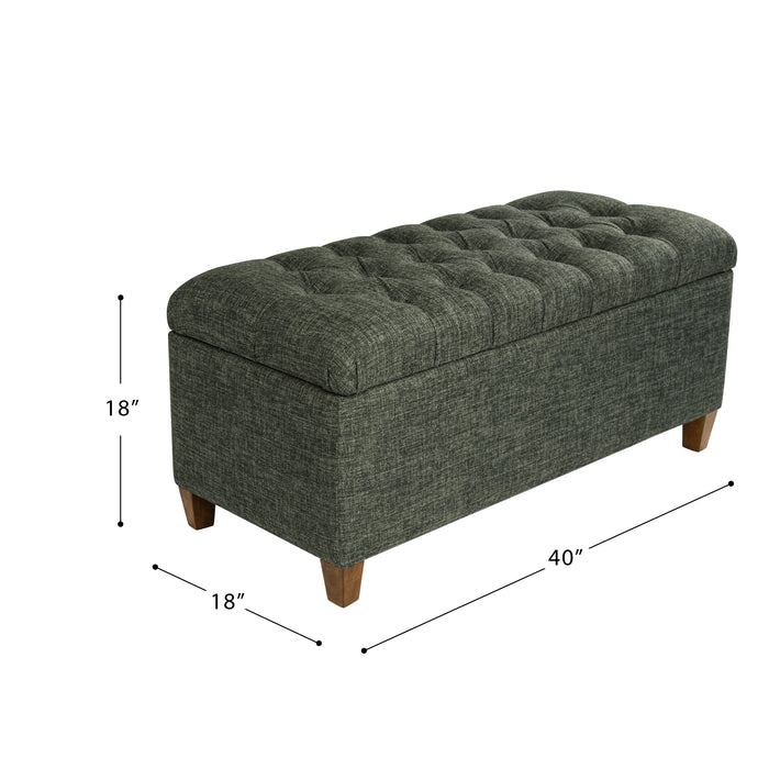 HomePop Tufted Large Storage Bench- Green Clover Fabric
