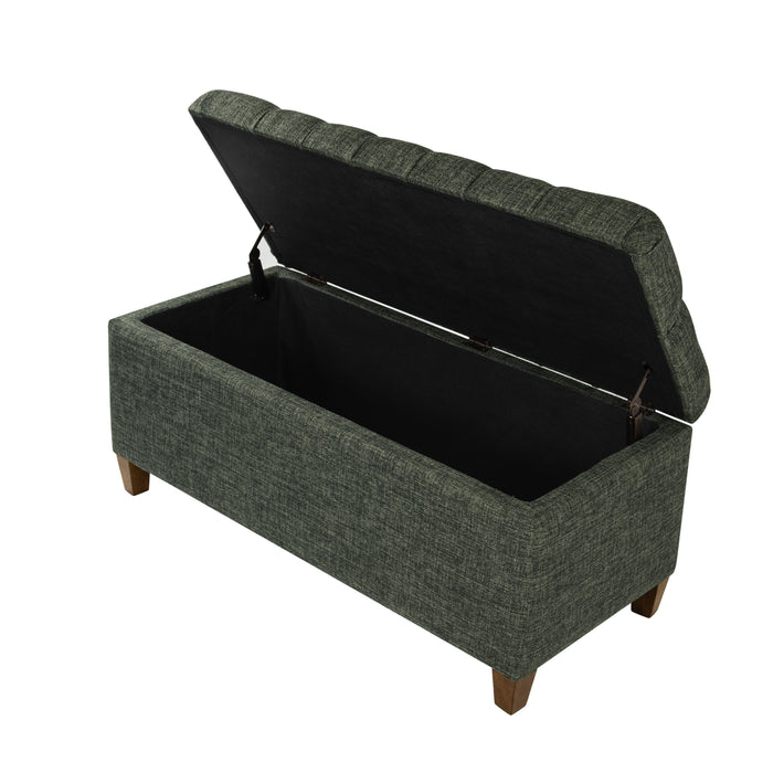 HomePop Tufted Large Storage Bench- Green Clover Fabric