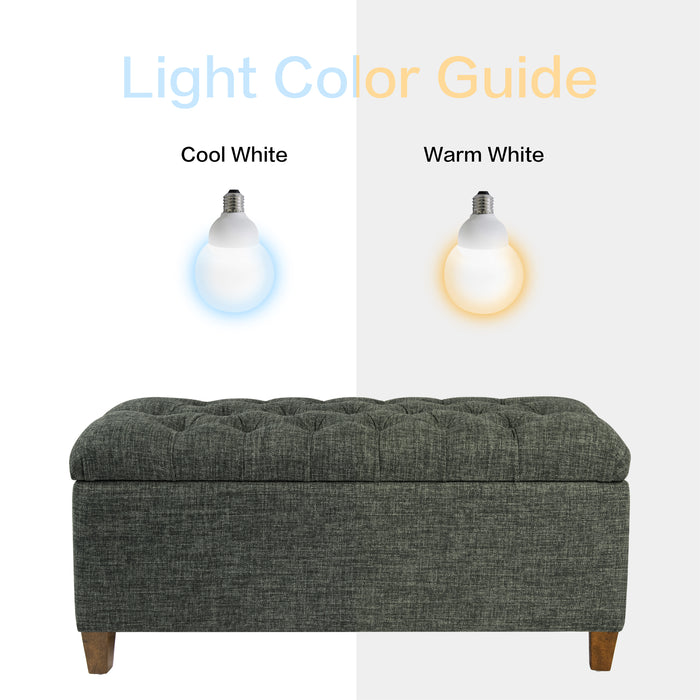 HomePop Tufted Large Storage Bench- Green Clover Fabric