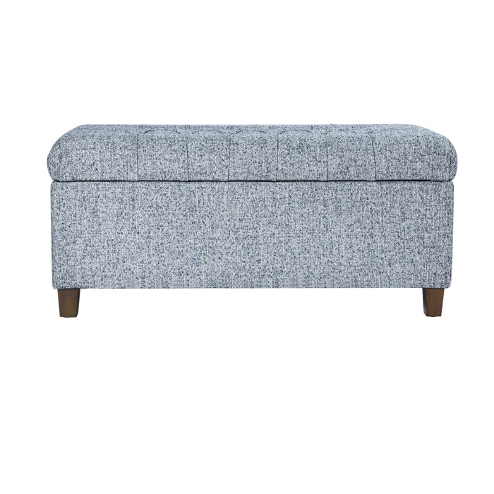 HomePop Button Tufted Storage Bench - Blue Gray Woven Fabric