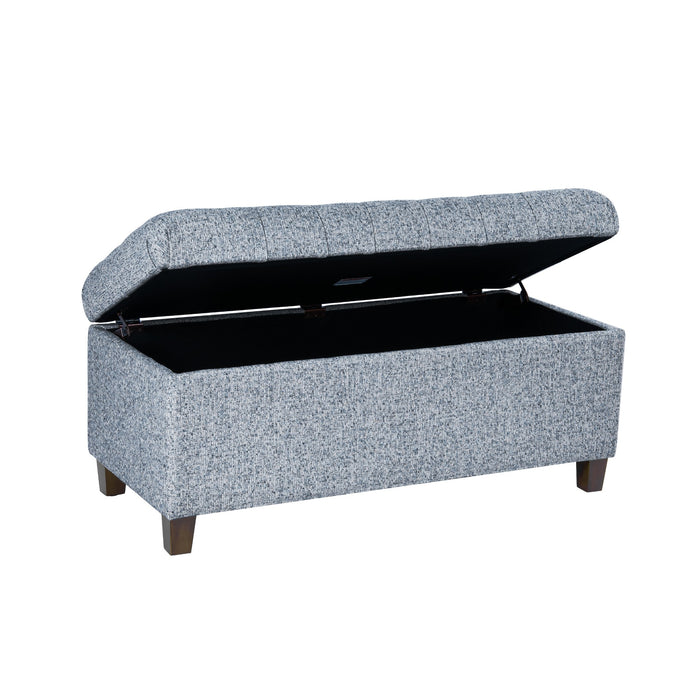 HomePop Button Tufted Storage Bench - Blue Gray Woven Fabric