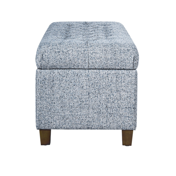 HomePop Button Tufted Storage Bench - Blue Gray Woven Fabric