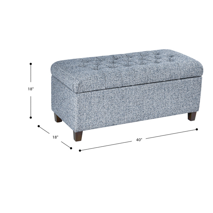 HomePop Button Tufted Storage Bench - Blue Gray Woven Fabric