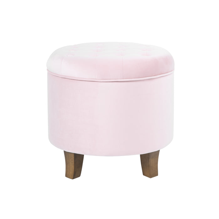 Velvet Tufted Round Storage Ottoman - Pink Blush