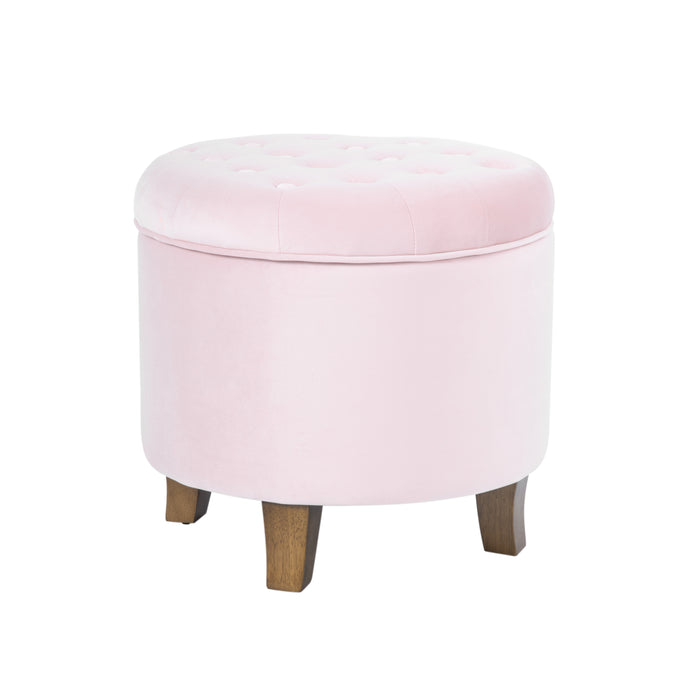 Velvet Tufted Round Storage Ottoman - Pink Blush