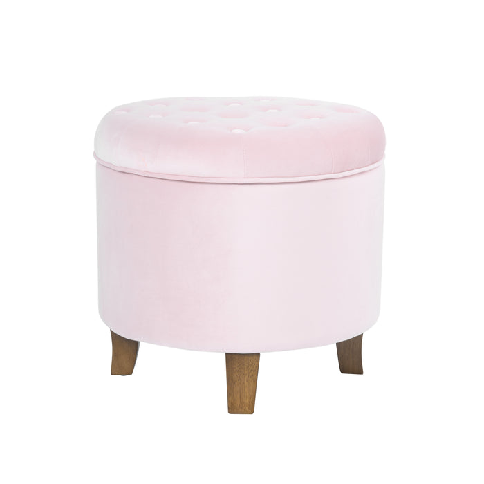 Velvet Tufted Round Storage Ottoman - Pink Blush