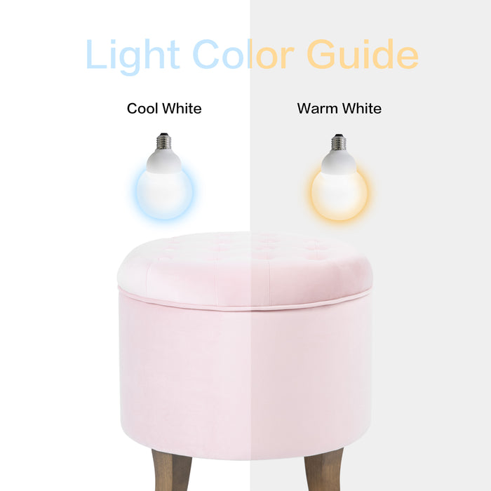 Velvet Tufted Round Storage Ottoman - Pink Blush