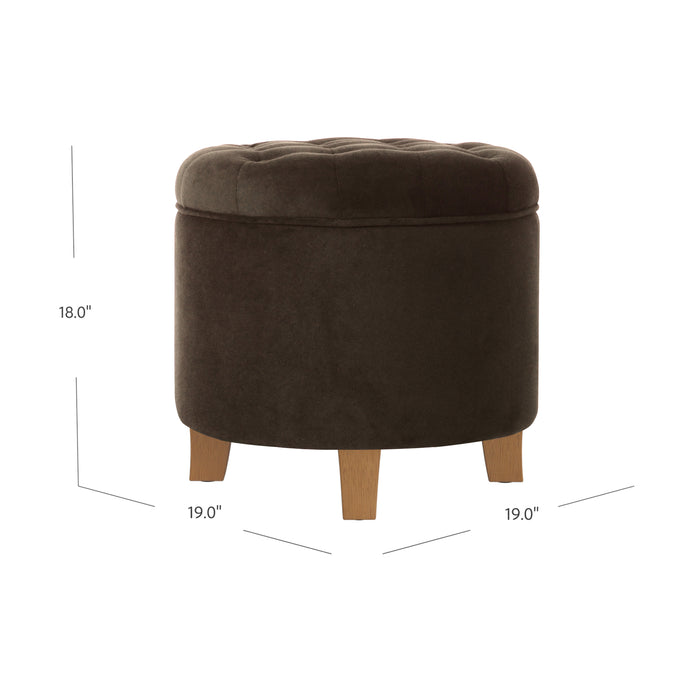 HomePop Round Storage Ottoman - Chocolate Brown Velvet