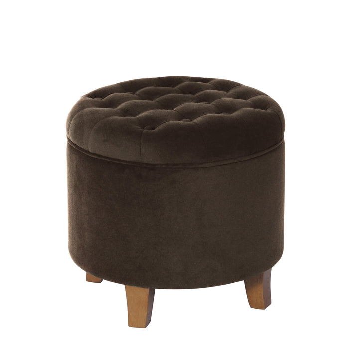 HomePop Round Storage Ottoman - Chocolate Brown Velvet