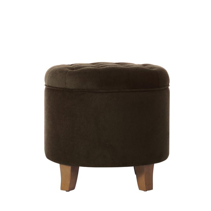 HomePop Round Storage Ottoman - Chocolate Brown Velvet