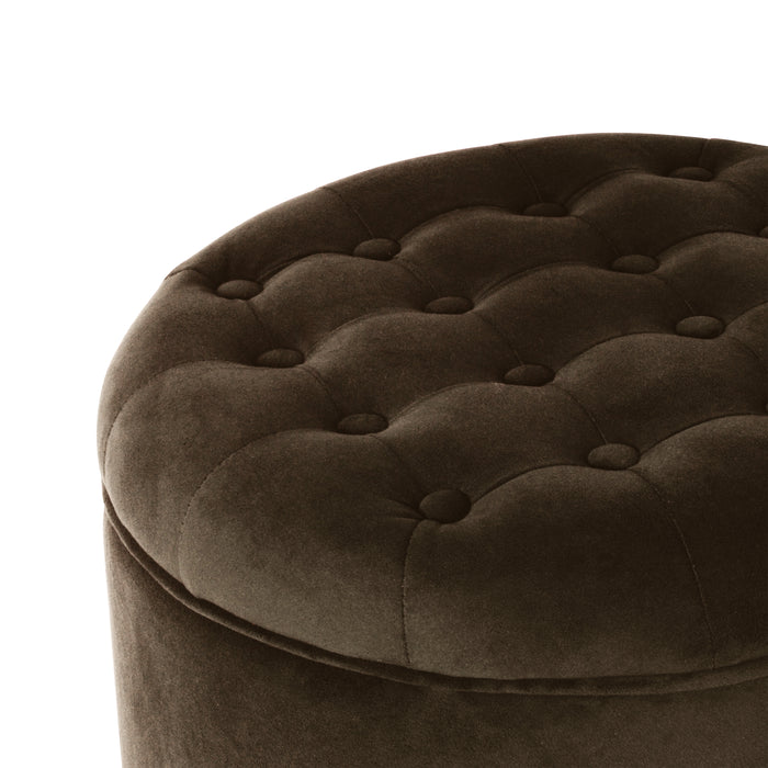 HomePop Round Storage Ottoman - Chocolate Brown Velvet