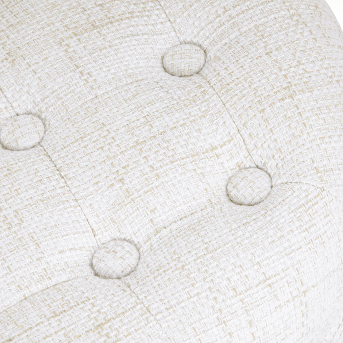 HomePop Tufted Round Ottoman with Storage-Cream Textured Solid