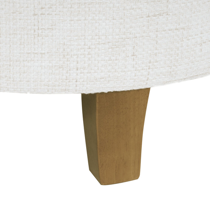 HomePop Tufted Round Ottoman with Storage-Cream Textured Solid