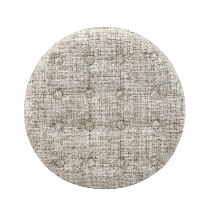 HomePop Round Storage Ottoman - Cream Textural Woven