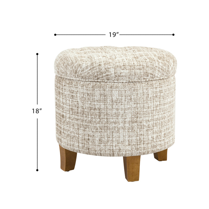 HomePop Round Storage Ottoman - Cream Textural Woven