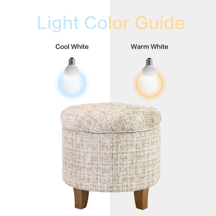 HomePop Round Storage Ottoman - Cream Textural Woven
