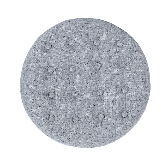 HomePop Round Storage Ottoman - Blue Gray Woven Fabric